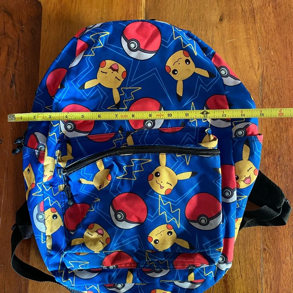Pokemon Pikachu and Poké Ball Blue Backpack 16”‎ CLEAN